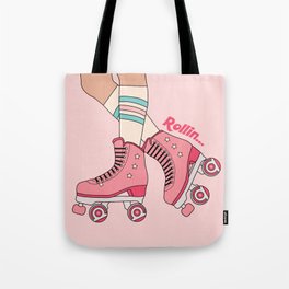 Retro Roller Skate Girl Rollin Tote Bag