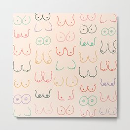 Pastel Boobs Drawing Metal Print | Tits, Minimalist, Nude, Orange, Modern, Boobs, Feminist, Boobies, Pastel, Summer 