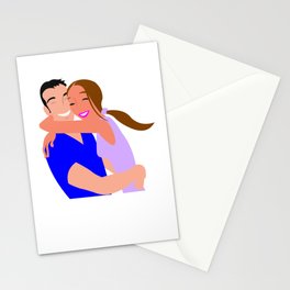  Couple Hug Happy Embrace Hugging Smile Girl Stationery Card
