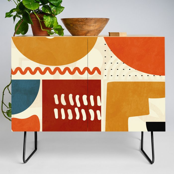 mid century shapes geometric abstract color 2 Credenza