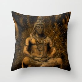 Lord Shiva Statue Painting Print, Tapestry Final, Fantasy Paintings Yoga Poster, Religious artwork Throw Pillow