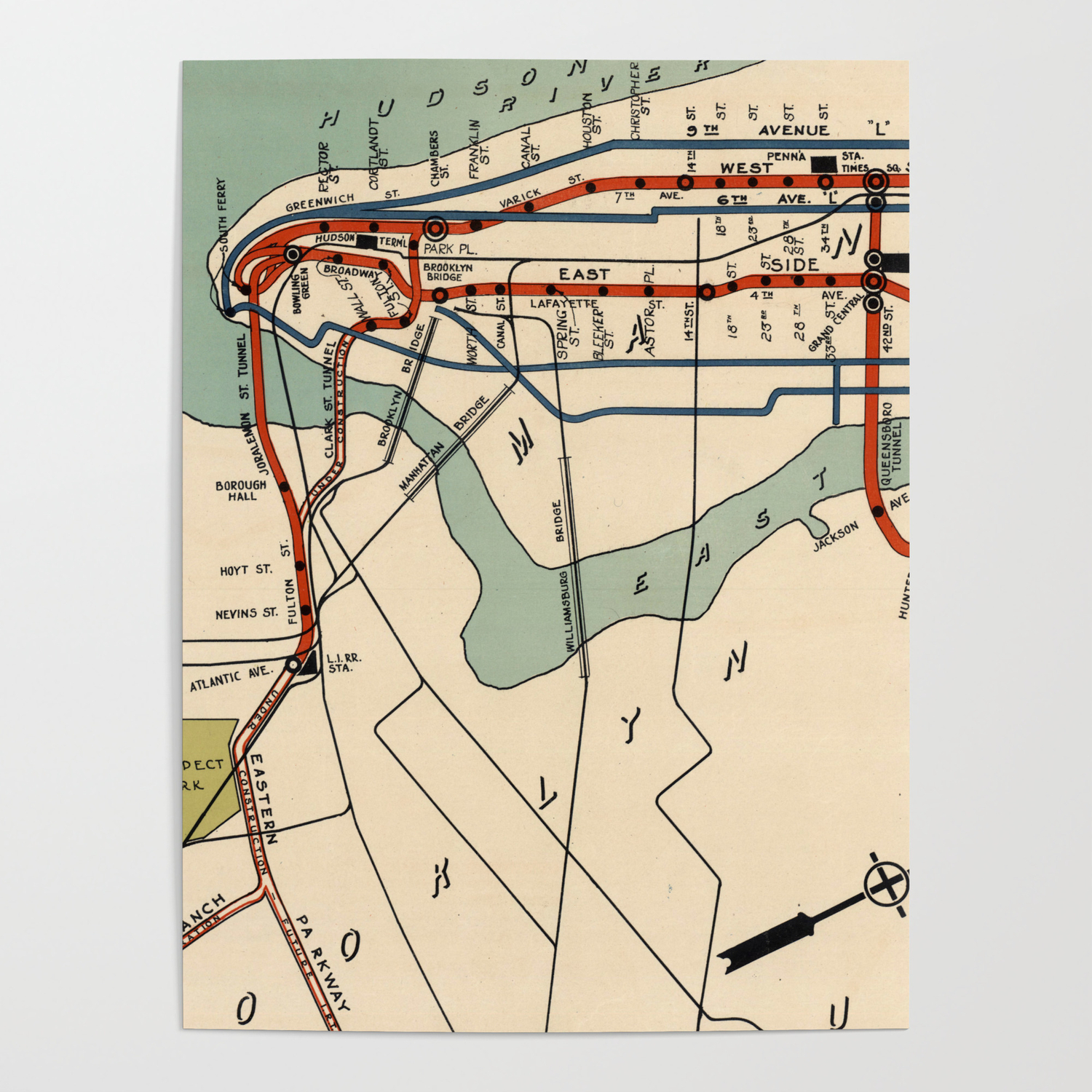 Many Sizes; Map Of The New Subway Of New York City 1918 Poster 