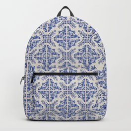 Blue Delf Tile Print Backpack