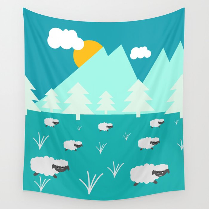 Grazing sheep Wall Tapestry