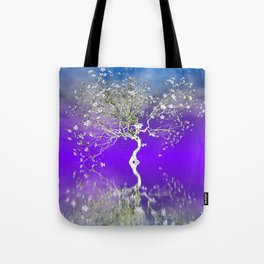 tree art -1- Tote Bag | Tree, Blue, White, Issabild, 3D Art, Violet, Asti, Digital, Povray, Landscape 