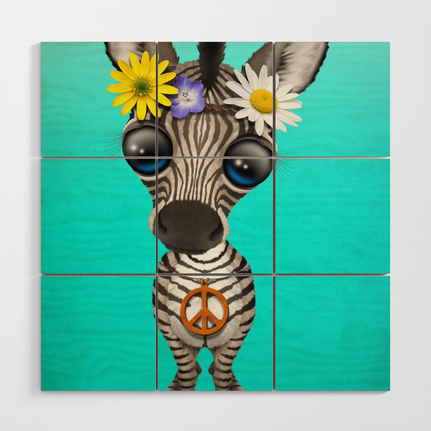 Cute Baby Zebra Hippie Wood Wall Art by jeffbartels | Society6