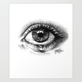 black & white eye close-up Art Print