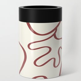 Minimalist red line flower Can Cooler