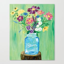 Bloom Mason Jar Canvas Print