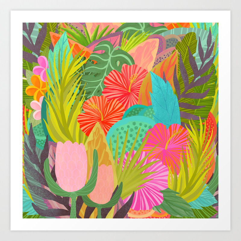 Saturated Tropical Plants And Flowers Art Print By Sewzinski Society6