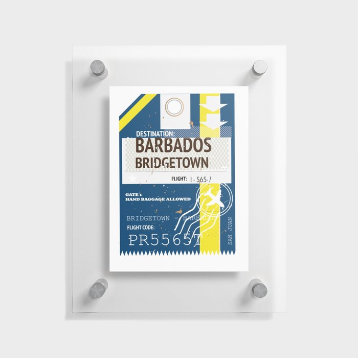 Barbados Bridgetown vintage style travel ticket Floating Acrylic Print