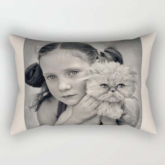 A Girl and her Cat Rectangular Pillow