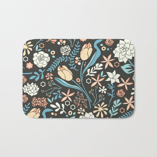 Tulip flowerbed, blue Bath Mat