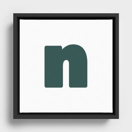 n (Dark Green & White Letter) Framed Canvas