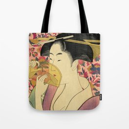 Japanese Art Print - Japanese Woman - Kushi Utamaro Tote Bag | Asian, Japanese, Maiko, Ukiyo E, Color, Drawing, Ukiyoe, Japaneseartprint, Asia, Sakura 