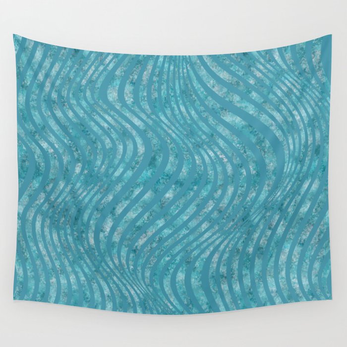 Aquamarine. Abstract pattern with waves of sea colors Wall Tapestry