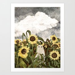 There's A Ghost in the Sunflower Field Again... Art Print