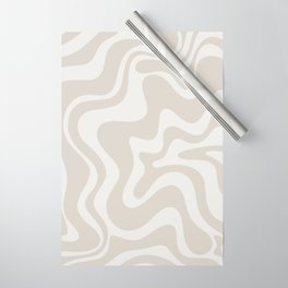 Liquid Swirl Contemporary Abstract Pattern in Mushroom Cream Wrapping Paper