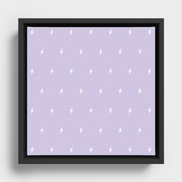 White Lightning Bolt pattern on Lilac background Framed Canvas