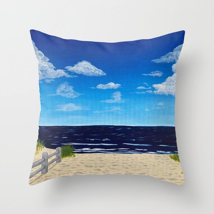 Summer Day at the Beach on Cape Cod Throw Pillow