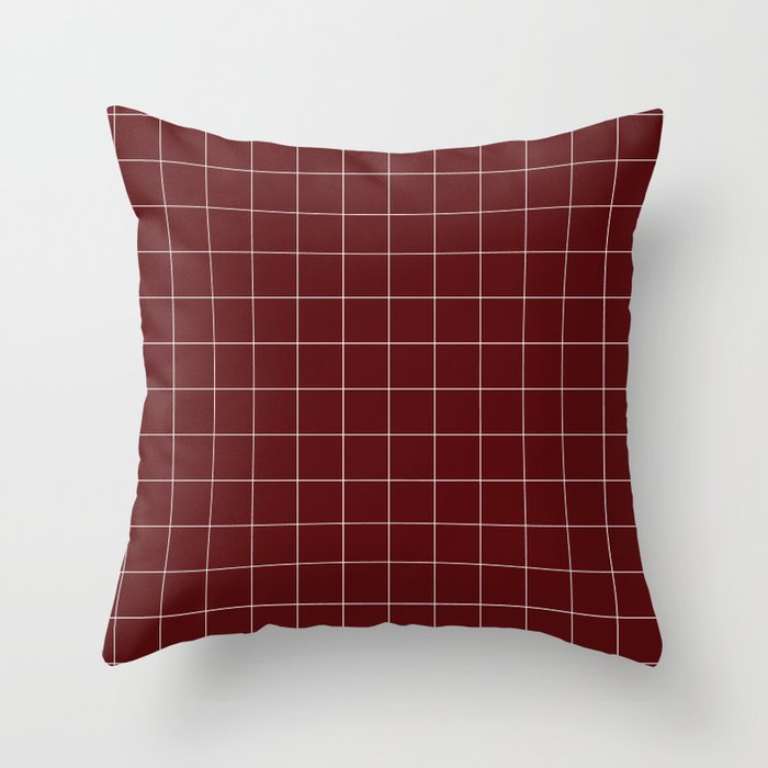 Windowpane Check Grid white maroon Throw Pillow by Design Minds