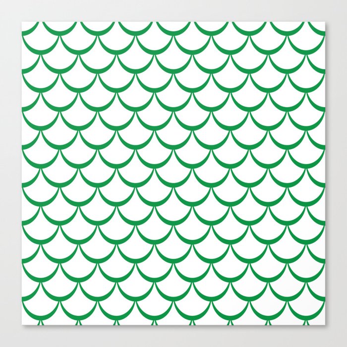 Green and White Mermaid Scales Canvas Print