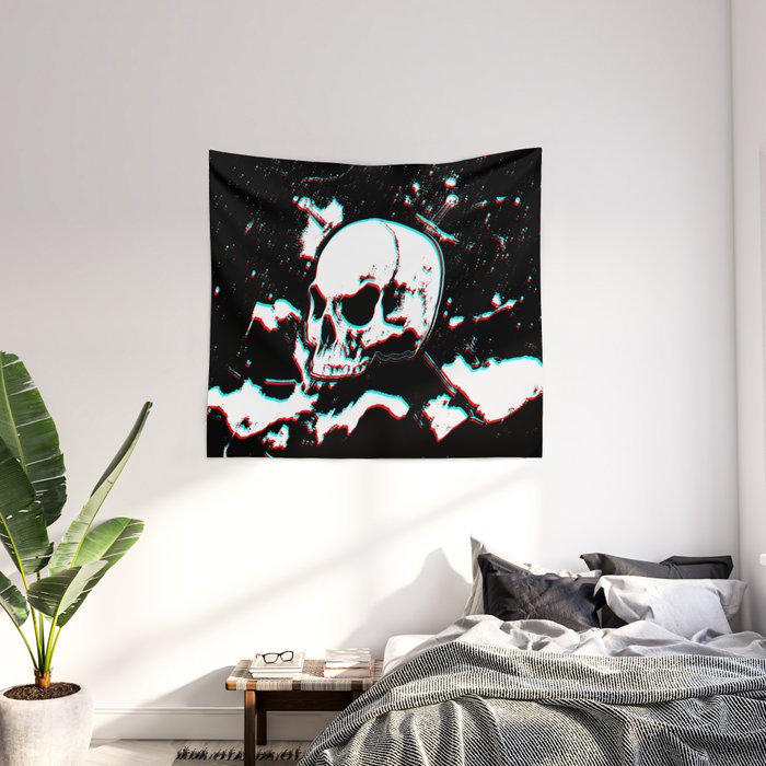 Glitch skull tapestry outlet