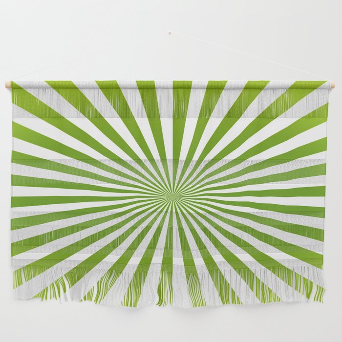 Green and White Sunburst Pattern Wall Hanging
