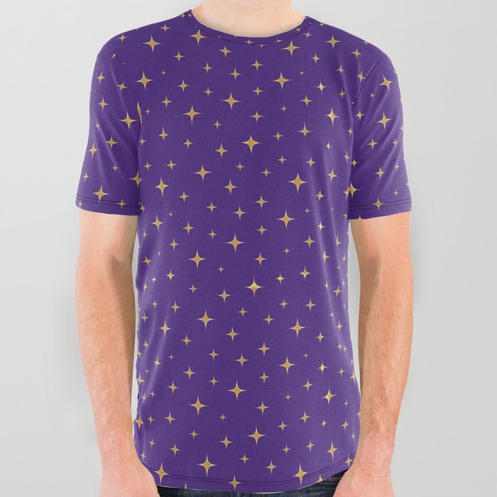 Celebration sparkling stars on purple All Over Graphic Tee