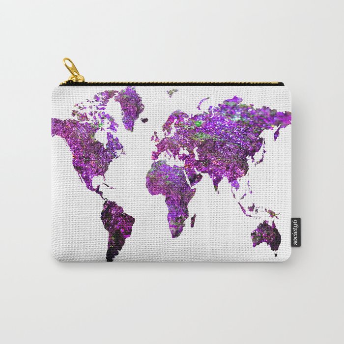 Purple World Map Carry-All Pouch