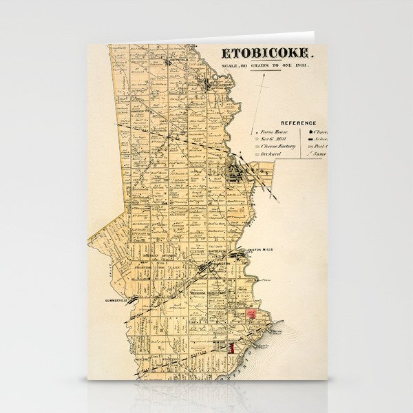 Vintage Map of Etobicoke, Ontario Stationery Cards