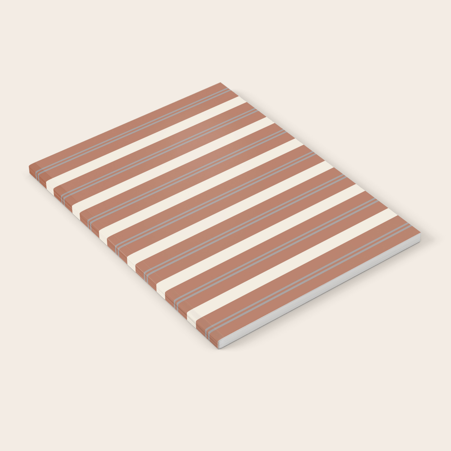 Slate Violet Gray And Creamy Off White Stripes Thick And Thin Horizontal Lines On Cavern Clay Notebook By Pipafineart Society6