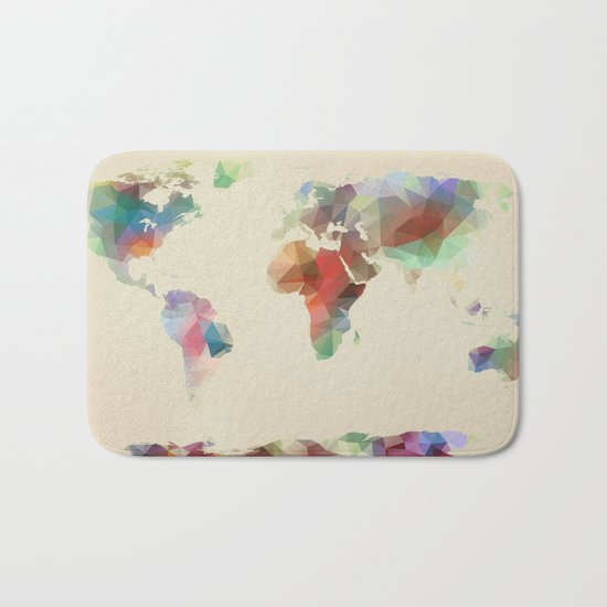World Map //// Geometric II Bath Mat