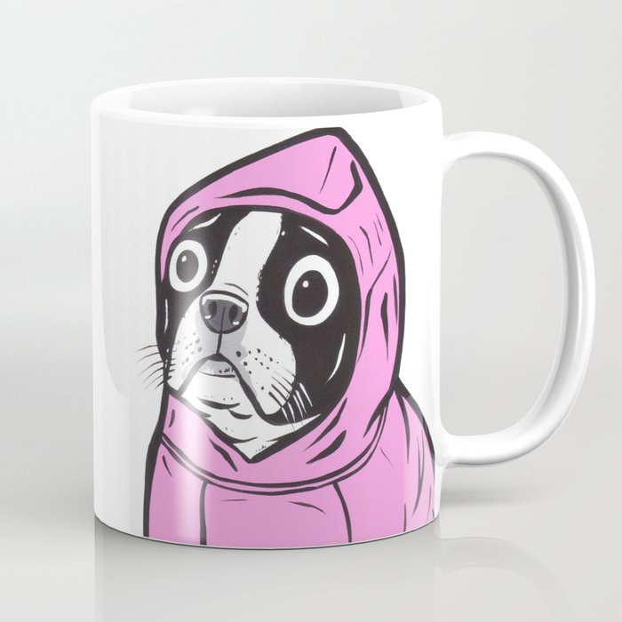 Pink Hoodie Boston Terrier Coffee Mug