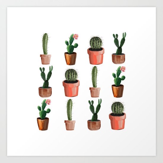 Various Cacti Art Print