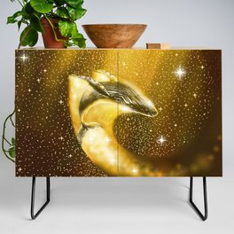 starry whale in golden space Credenza