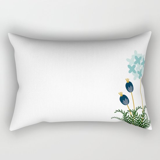 Blue Flower Rectangular Pillow