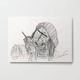 tribute to Jane Merrow by Tade Garben Metal Print | Lines, Drawing, Janemerrow, Artist, Ink Pen, Portrait 