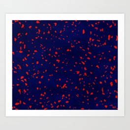 Terrazzo memphis blue galaxy orange Art Print