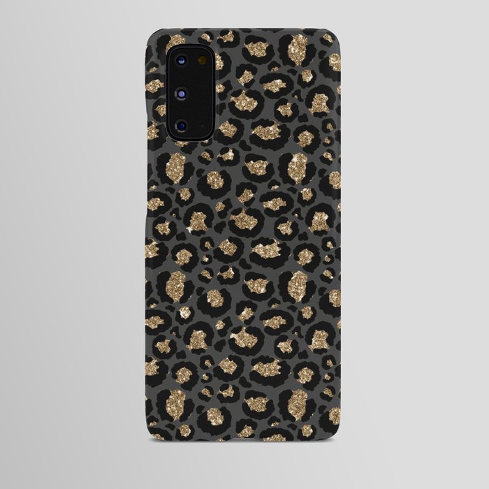 Black Gold Leopard Print Pattern Android Case
