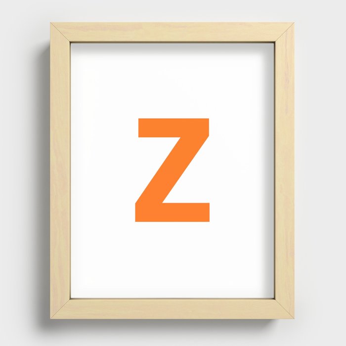 Letter Z (Orange & White) Recessed Framed Print