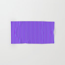 [ Thumbnail: Light Sky Blue & Purple Colored Stripes/Lines Pattern Hand & Bath Towel ]
