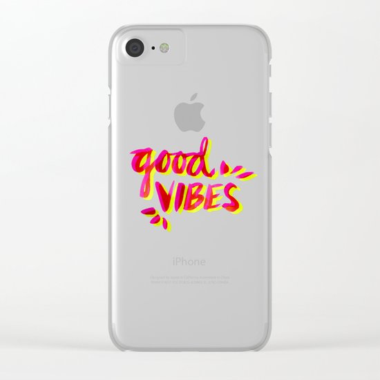 Good Vibes – Pink & Yellow Clear iPhone Case