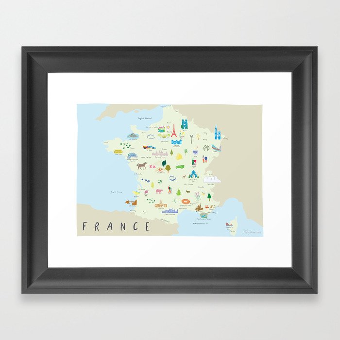 Illustrated Map of France Framed Art Print