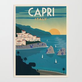 Vintage travel poster-Italy-Capri. Poster