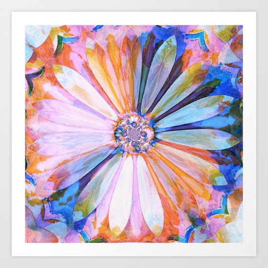 Abstract Colorful Daisy Twilight Art Print