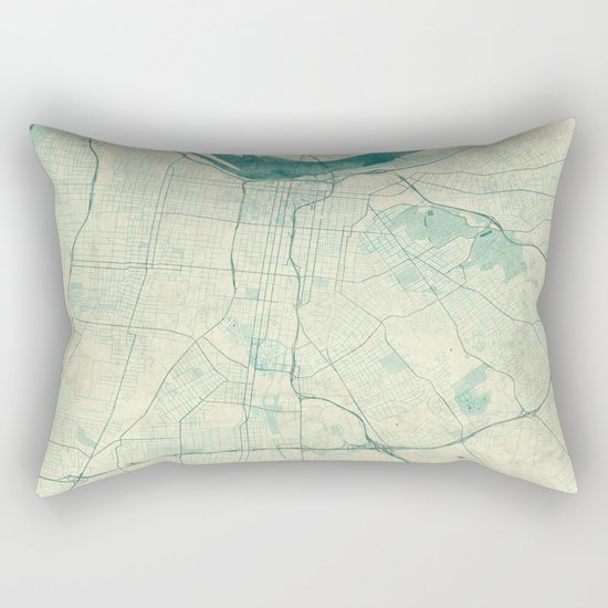 Louisville Map Blue Vintage Rectangular Pillow