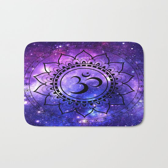 Om Mandala: Purple Blue Galaxy Bath Mat