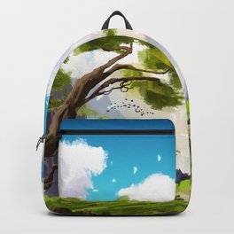 the lost paradise Backpack | Digitalpainting, Uniqueillustration, Maria, Painting, Landscape, Solitude, Clowds, Mountains, Paradise, Loneliness 