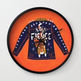 Stay Fierce Tiger Jacket Wall Clock